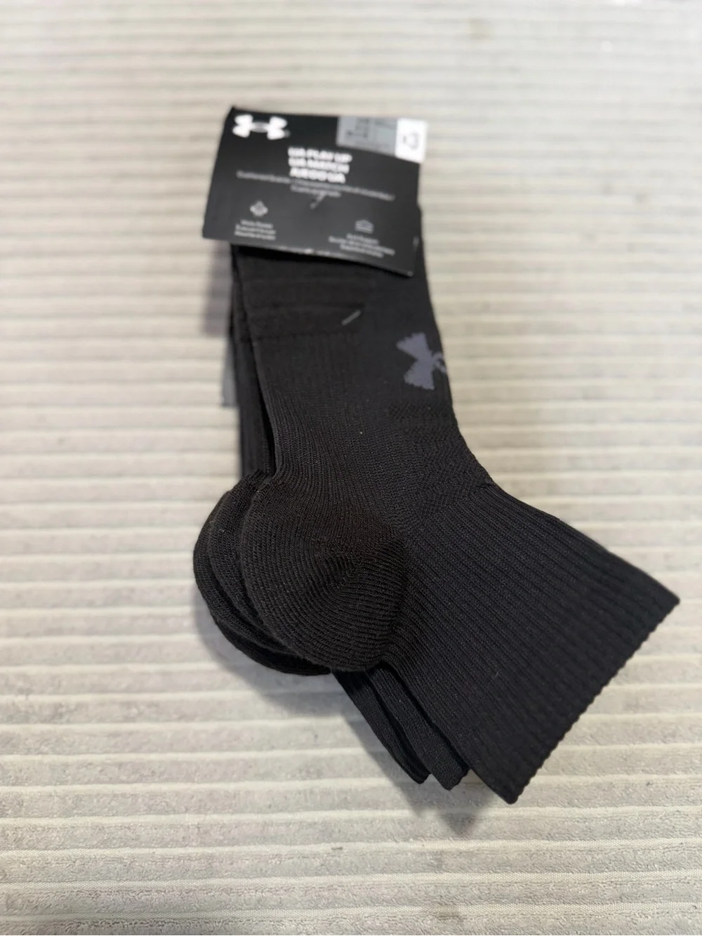 Under Armour Black Crew Training Socks with Logo